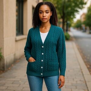 a new day knitted super soft fuzzy long sleeve cardigan sweater. NWOT